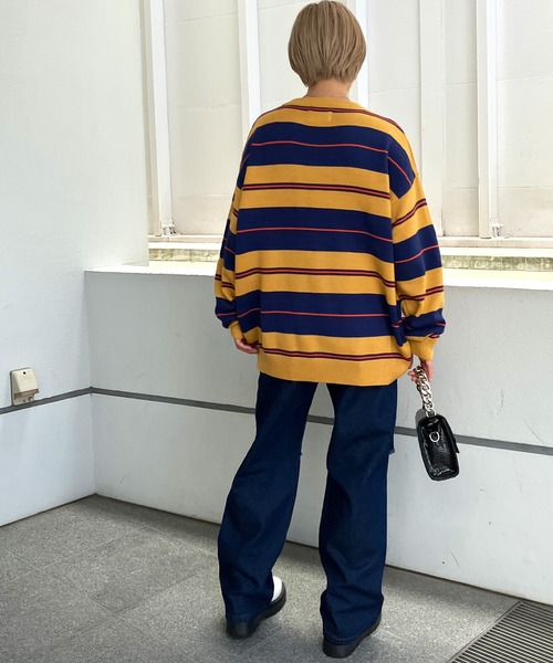 Snap club】ビックシルエットカラーボーダーニット（ニット/セーター