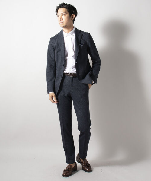 NOLLEY'S goodman（ノーリーズグッドマン）の「ウール混 ムリネジャージ ストレッチ セットアップジャケット（テーラードジャケット・メンズ・チャコールグレー/インディゴブルー/ブルー系その他7・LARGE/MEDIUM/X-LARGE/SMALL）」の22枚目の写真
