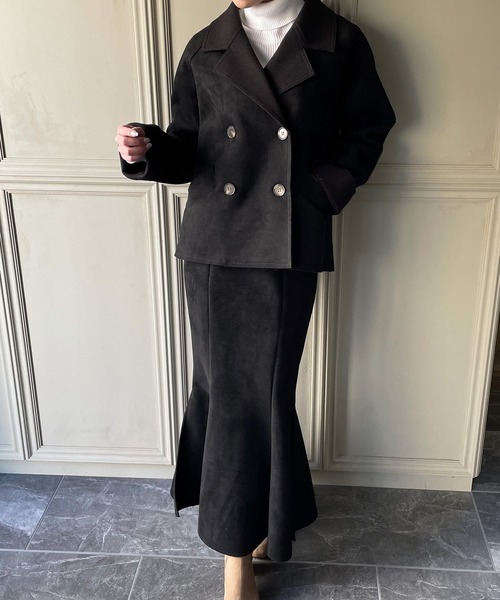 JUNOAH（ジュノア）の「スエード調ジャケット&マーメイドスカートセットアップ（セットアップ・レディース・ブラック/ブラウン/ライトベージュ/ダークベージュ・MEDIUM/LARGE/X-LARGE）」の14枚目の写真