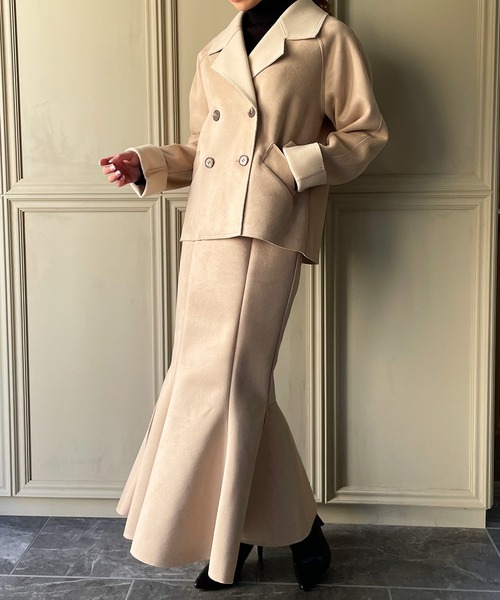 JUNOAH（ジュノア）の「スエード調ジャケット&マーメイドスカートセットアップ（セットアップ・レディース・ブラック/ブラウン/ライトベージュ/ダークベージュ・MEDIUM/LARGE/X-LARGE）」の17枚目の写真