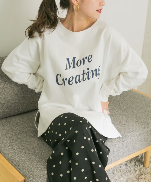 URBAN RESEARCH（アーバンリサーチ）の「サイドスリットロゴプルオーバー（Tシャツ/カットソー・レディース・ネイビー/オフホワイト・FREE）」の5枚目の写真