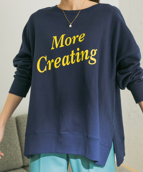 URBAN RESEARCH（アーバンリサーチ）の「サイドスリットロゴプルオーバー（Tシャツ/カットソー・レディース・ネイビー/オフホワイト・FREE）」の16枚目の写真