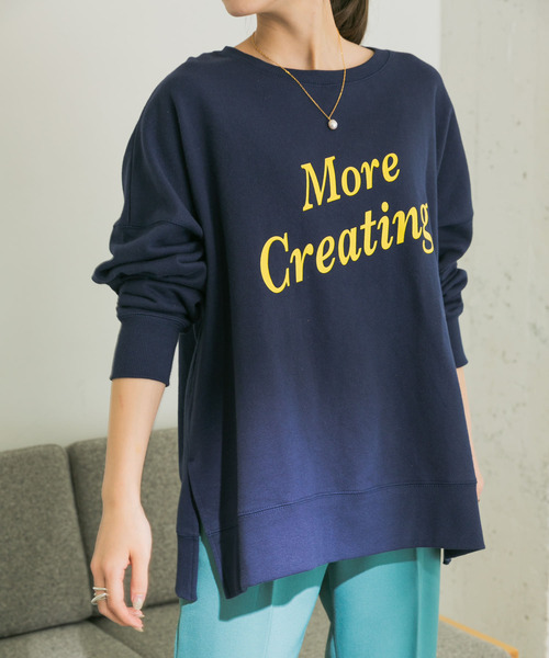 URBAN RESEARCH（アーバンリサーチ）の「サイドスリットロゴプルオーバー（Tシャツ/カットソー・レディース・ネイビー/オフホワイト・FREE）」の6枚目の写真