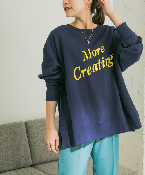 URBAN RESEARCH（アーバンリサーチ）の「サイドスリットロゴプルオーバー（Tシャツ/カットソー・レディース・ネイビー/オフホワイト・FREE）」の12枚目の写真