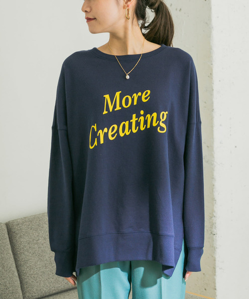 URBAN RESEARCH（アーバンリサーチ）の「サイドスリットロゴプルオーバー（Tシャツ/カットソー・レディース・ネイビー/オフホワイト・FREE）」の9枚目の写真