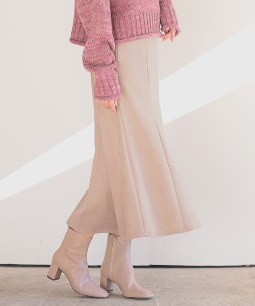 rps（アールピーエス）の「スウェード切替マーメイドスカート（スカート・レディース・チャコールグレー/ブラック/ブラウン/ベージュ・M）」の4枚目の写真
