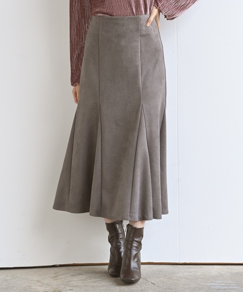 rps（アールピーエス）の「スウェード切替マーメイドスカート（スカート・レディース・チャコールグレー/ブラック/ブラウン/ベージュ・M）」の3枚目の写真
