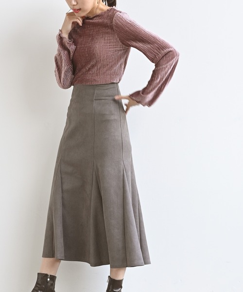 rps（アールピーエス）の「スウェード切替マーメイドスカート（スカート・レディース・チャコールグレー/ブラック/ブラウン/ベージュ・M）」の21枚目の写真