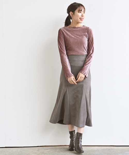 rps（アールピーエス）の「スウェード切替マーメイドスカート（スカート・レディース・チャコールグレー/ブラック/ブラウン/ベージュ・M）」の22枚目の写真