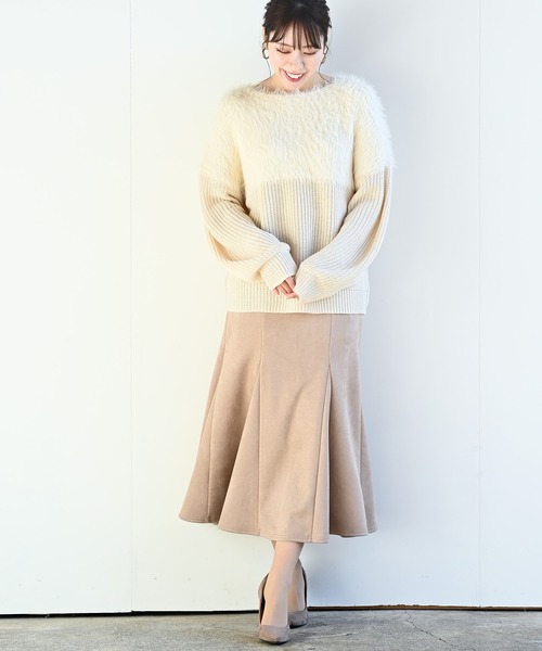 rps（アールピーエス）の「スウェード切替マーメイドスカート（スカート・レディース・チャコールグレー/ブラック/ブラウン/ベージュ・M）」の12枚目の写真