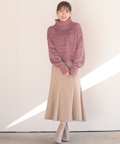 rps（アールピーエス）の「スウェード切替マーメイドスカート（スカート・レディース・チャコールグレー/ブラック/ブラウン/ベージュ・M）」の13枚目の写真