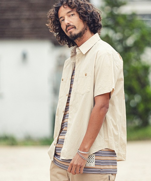 MARBLES(マーブルズ)の「mhs1759-S-SL WORK SHIRT ワークシャツ(シャツ/ブラウス・メンズ・ベージュ/ブルー系その他/カーキ/ネイビー・M/XL/L)」の1枚目の写真