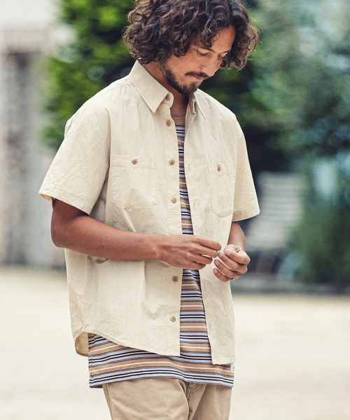 MARBLES(マーブルズ)の「mhs1759-S-SL WORK SHIRT ワークシャツ(シャツ/ブラウス・メンズ・ベージュ/ブルー系その他/カーキ/ネイビー・M/XL/L)」の8枚目の写真