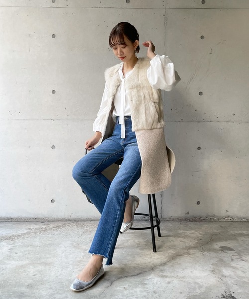 DouDou（ドゥドゥ）の「【WEB限定】リアルファー切替ベスト（ベスト