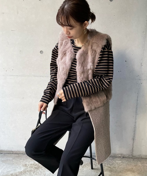TOBE CHIC リアルファーベスト セール】【WEB限定】リアルファー切替ベスト（ベスト）｜DouDou