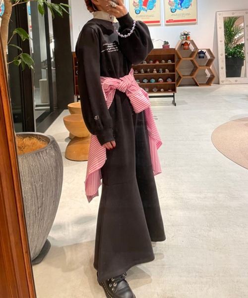 Alley by w closet（アリーバイダブルクローゼット）の「【Alley】刺繍入りスエットマーメイドワンピース（ワンピース・レディース・スモークグレー/スミクロ/グリーン・FREE）」の11枚目の写真