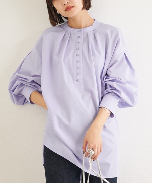 LAVEANGE（ラビアンジェ）の「釦ディティールブラウス（シャツ/ブラウス・レディース・オフホワイト/イエロー/グリーン/ライトブルー・3L/L/M/4L/LL）」の4枚目の写真