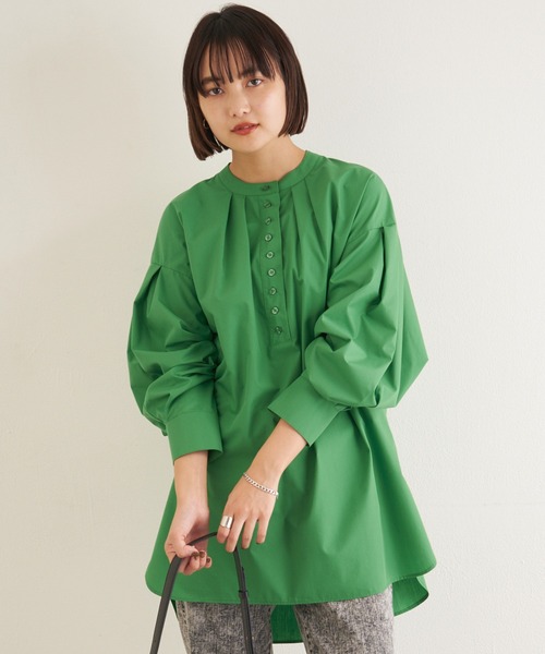 LAVEANGE（ラビアンジェ）の「釦ディティールブラウス（シャツ/ブラウス・レディース・オフホワイト/イエロー/グリーン/ライトブルー・3L/L/M/4L/LL）」の14枚目の写真