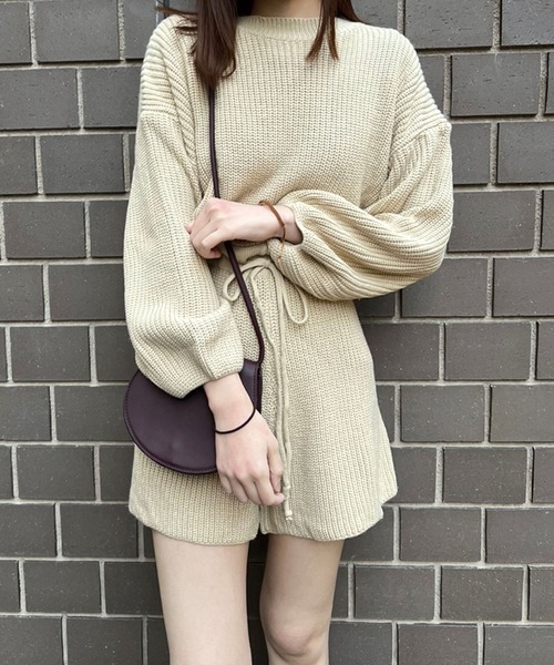 SPIGA（スピーガ）の「背開きニットオールインワン（サロペット/オーバーオール・レディース・ブラック/ベージュ/キャメル・FREE）」の3枚目の写真