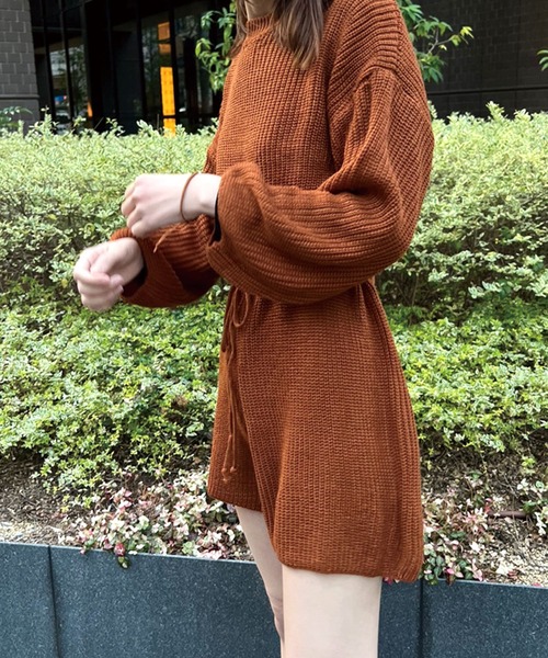 SPIGA（スピーガ）の「背開きニットオールインワン（サロペット/オーバーオール・レディース・ブラック/ベージュ/キャメル・FREE）」の8枚目の写真