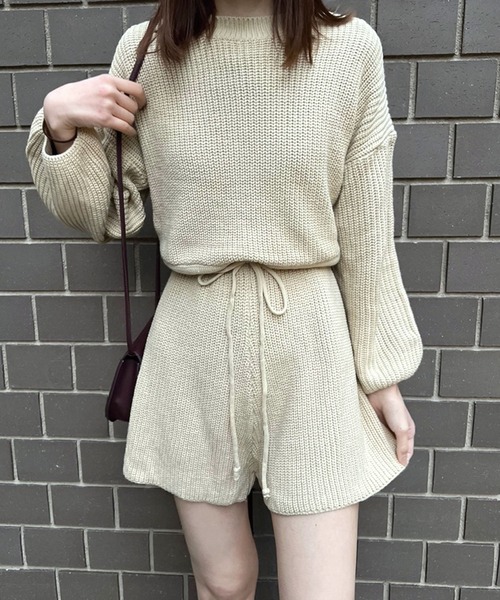 SPIGA（スピーガ）の「背開きニットオールインワン（サロペット/オーバーオール・レディース・ブラック/ベージュ/キャメル・FREE）」の10枚目の写真