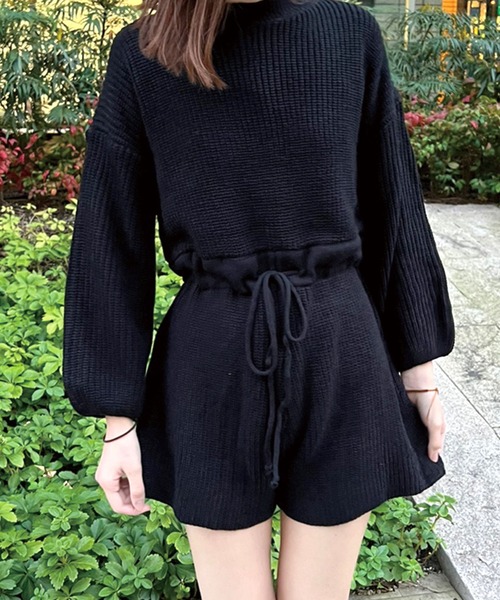 SPIGA（スピーガ）の「背開きニットオールインワン（サロペット/オーバーオール・レディース・ブラック/ベージュ/キャメル・FREE）」の7枚目の写真