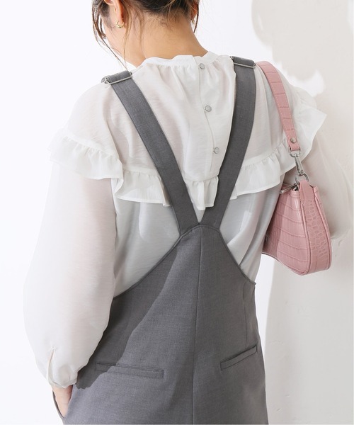 La TOTALITE（ラトータリテ）の「シアーフリル切り替えブラウス◆（シャツ/ブラウス・レディース・ホワイト/グレー/ネイビー・FREE）」の9枚目の写真