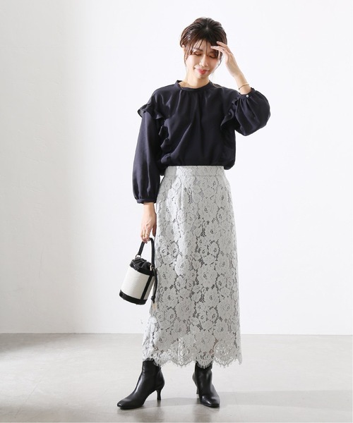 La TOTALITE（ラトータリテ）の「シアーフリル切り替えブラウス◆（シャツ/ブラウス・レディース・ホワイト/グレー/ネイビー・FREE）」の10枚目の写真