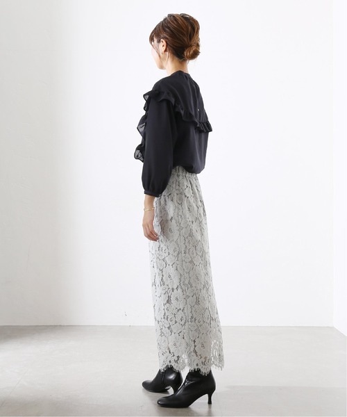 La TOTALITE（ラトータリテ）の「シアーフリル切り替えブラウス◆（シャツ/ブラウス・レディース・ホワイト/グレー/ネイビー・FREE）」の11枚目の写真