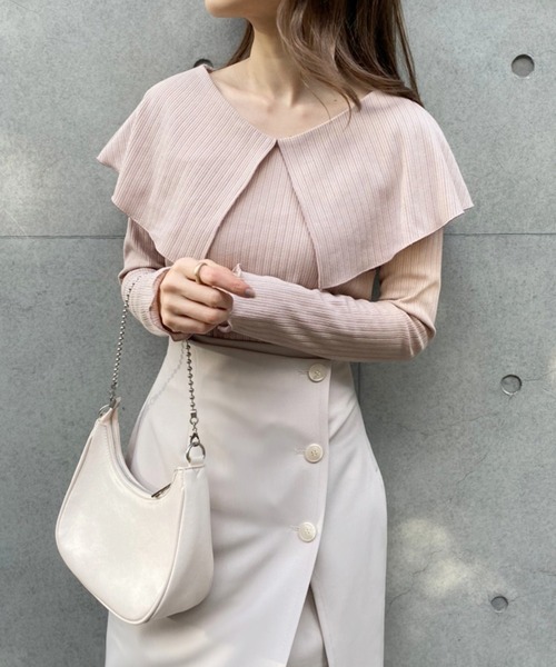 one after another NICE CLAUP（ワンアフターアナザーナイスクラップ）の「セーラーカラーテレコトップス（Tシャツ/カットソー・レディース・ブラック/オフホワイト/レッド系その他/ネイビー系/ベージュ/ミント・FREE）」の3枚目の写真