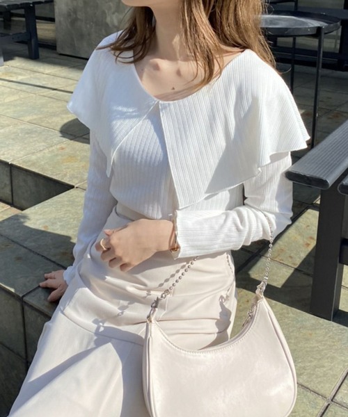 one after another NICE CLAUP（ワンアフターアナザーナイスクラップ）の「セーラーカラーテレコトップス（Tシャツ/カットソー・レディース・ブラック/オフホワイト/レッド系その他/ネイビー系/ベージュ/ミント・FREE）」の2枚目の写真