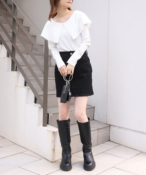 one after another NICE CLAUP（ワンアフターアナザーナイスクラップ）の「セーラーカラーテレコトップス（Tシャツ/カットソー・レディース・ブラック/オフホワイト/レッド系その他/ネイビー系/ベージュ/ミント・FREE）」の20枚目の写真