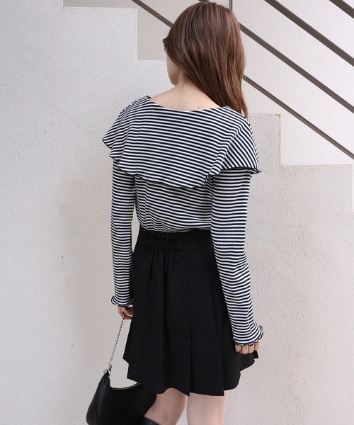 one after another NICE CLAUP（ワンアフターアナザーナイスクラップ）の「セーラーカラーテレコトップス（Tシャツ/カットソー・レディース・ブラック/オフホワイト/レッド系その他/ネイビー系/ベージュ/ミント・FREE）」の17枚目の写真