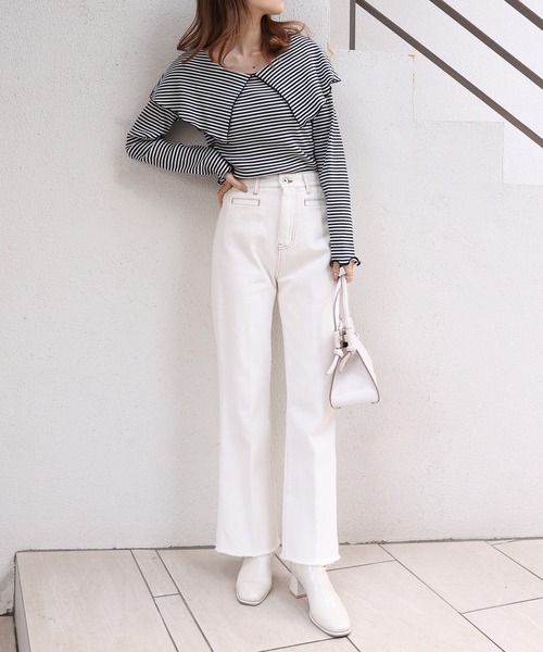 one after another NICE CLAUP（ワンアフターアナザーナイスクラップ）の「セーラーカラーテレコトップス（Tシャツ/カットソー・レディース・ブラック/オフホワイト/レッド系その他/ネイビー系/ベージュ/ミント・FREE）」の14枚目の写真