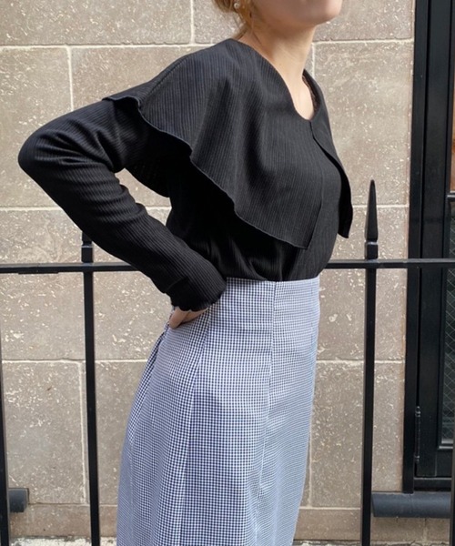 one after another NICE CLAUP（ワンアフターアナザーナイスクラップ）の「セーラーカラーテレコトップス（Tシャツ/カットソー・レディース・ブラック/オフホワイト/レッド系その他/ネイビー系/ベージュ/ミント・FREE）」の9枚目の写真