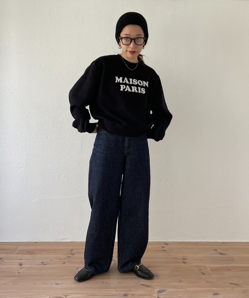wee9s（ウィークス）の「soft touch PARIS sweat / ソフトタッチロゴデザインスウェット（スウェット・レディース・ブラック/オレンジ/ミント・FREE）」の7枚目の写真