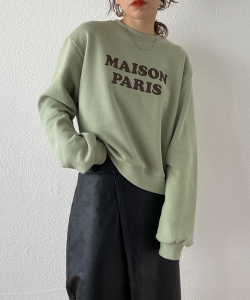 wee9s（ウィークス）の「soft touch PARIS sweat / ソフトタッチロゴデザインスウェット（スウェット・レディース・ブラック/オレンジ/ミント・FREE）」の4枚目の写真