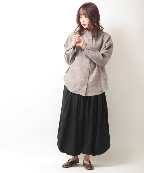 ubasoku（ウバソク）の「【ubasoku】リネン無地裏付バルーンパンツ（その他パンツ・レディース・ブラック・FREE）」の9枚目の写真