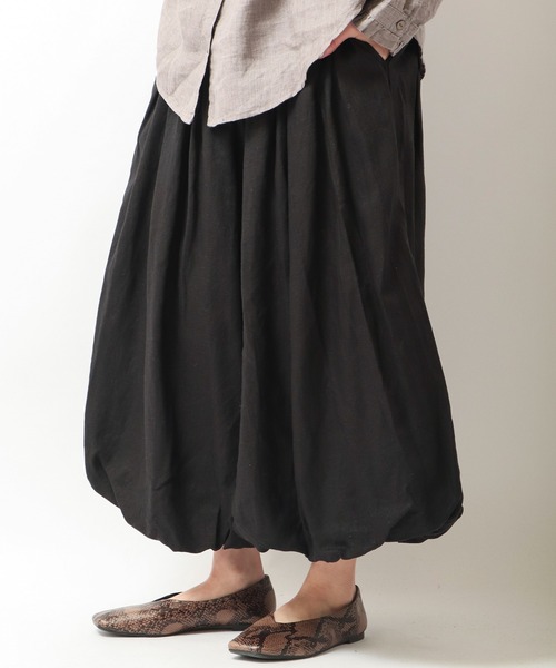 ubasoku（ウバソク）の「【ubasoku】リネン無地裏付バルーンパンツ（その他パンツ・レディース・ブラック・FREE）」の7枚目の写真