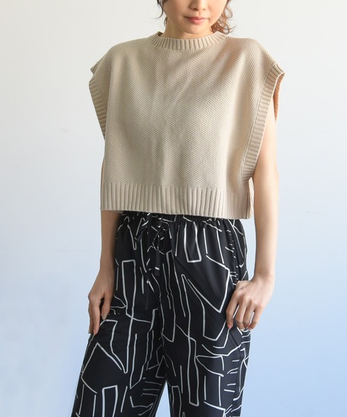 sango（sango）の「バルキー鹿の子編ショートベスト（ベスト・レディース・グリーン/アイボリー/ライトベージュ・FREE）」の7枚目の写真