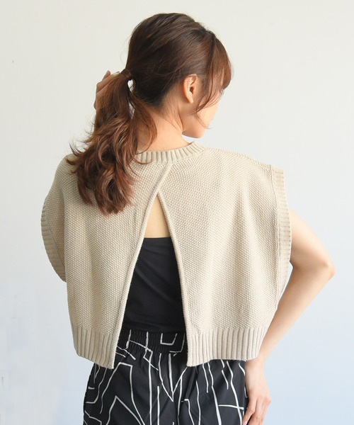 sango（sango）の「バルキー鹿の子編ショートベスト（ベスト・レディース・グリーン/アイボリー/ライトベージュ・FREE）」の4枚目の写真