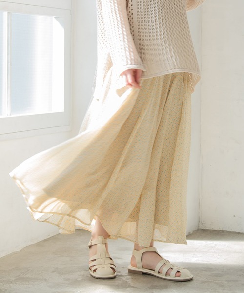 Crisp（クリスプ）の「フラワーシフォンフレアスカート（スカート・レディース・イエロー/ミント・FREE）」の2枚目の写真