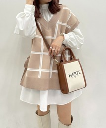 one after another NICE CLAUP | サイドリボンチェックニットベスト(ベスト)