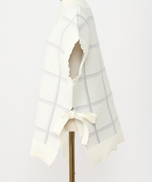 one after another NICE CLAUP（ワンアフターアナザーナイスクラップ）の「サイドリボンチェックニットベスト（ベスト・レディース・ホワイト系その他/ブラック系その他/ベージュ系その他・FREE）」の17枚目の写真