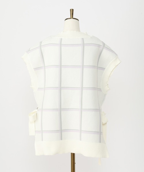 one after another NICE CLAUP（ワンアフターアナザーナイスクラップ）の「サイドリボンチェックニットベスト（ベスト・レディース・ホワイト系その他/ブラック系その他/ベージュ系その他・FREE）」の18枚目の写真