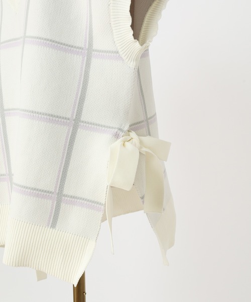 one after another NICE CLAUP（ワンアフターアナザーナイスクラップ）の「サイドリボンチェックニットベスト（ベスト・レディース・ホワイト系その他/ブラック系その他/ベージュ系その他・FREE）」の21枚目の写真