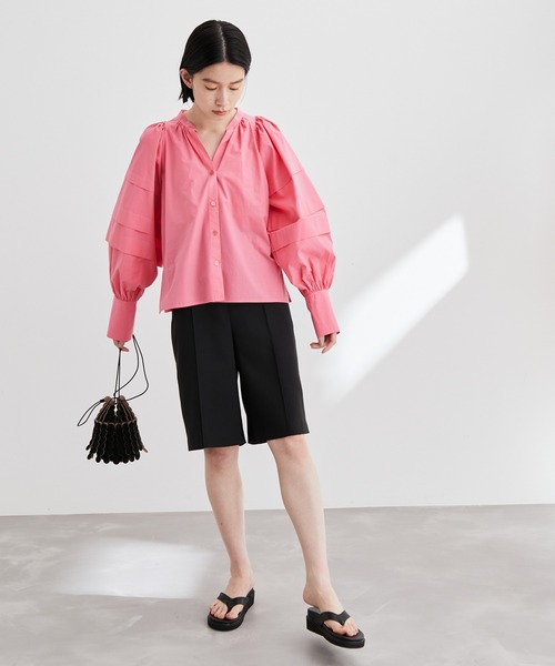 Adam et rope ボウタイブラウス M ネイビー　ノースリーブ 上品 Adam et rope ボウタイブラウス M ネイビー ノースリーブ 上品