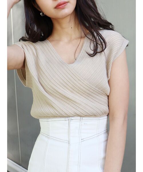 MURUA（ムルーア）の「コンパクトカシュクールニット（ニット/セーター・レディース・アイボリー/ブラック/グリーン/ベージュ・FREE）」の3枚目の写真