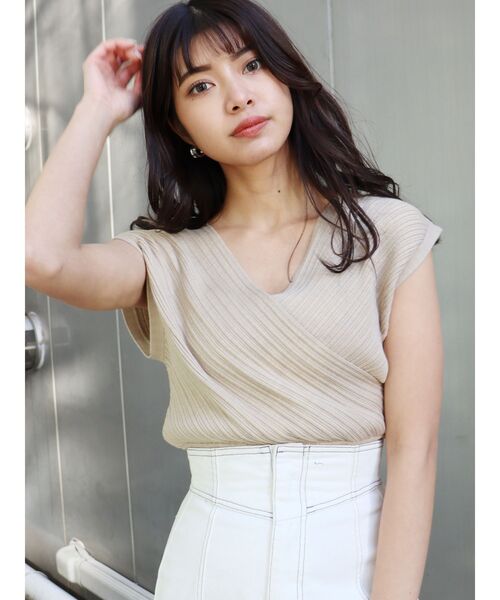 MURUA（ムルーア）の「コンパクトカシュクールニット（ニット/セーター・レディース・アイボリー/ブラック/グリーン/ベージュ・FREE）」の7枚目の写真