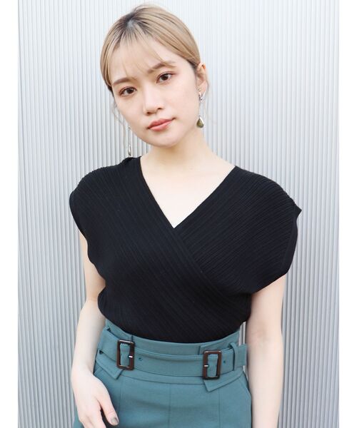 MURUA（ムルーア）の「コンパクトカシュクールニット（ニット/セーター・レディース・アイボリー/ブラック/グリーン/ベージュ・FREE）」の8枚目の写真